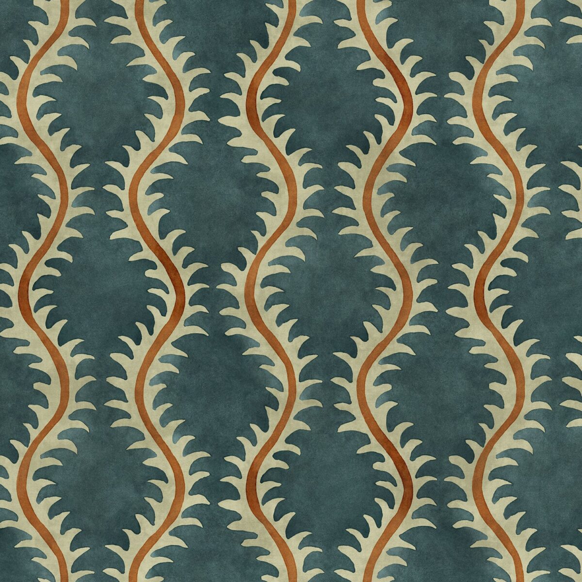 Helter Skelter Fabric - Volcano by blue contemporary velvet-chenille fabric from Linwood Fabrics