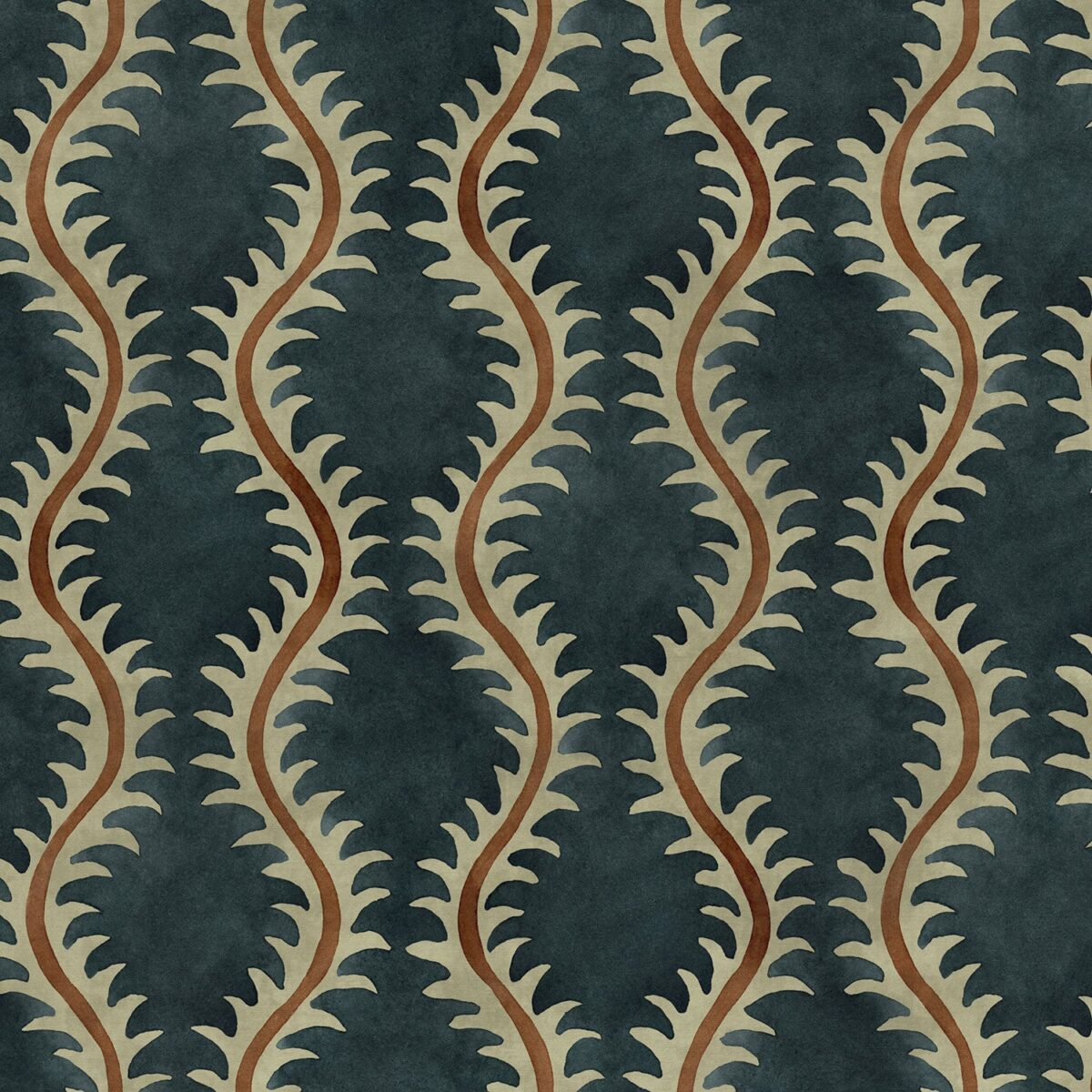 Helter Skelter Fabric - Ink by blue contemporary velvet-chenille fabric from Linwood Fabrics