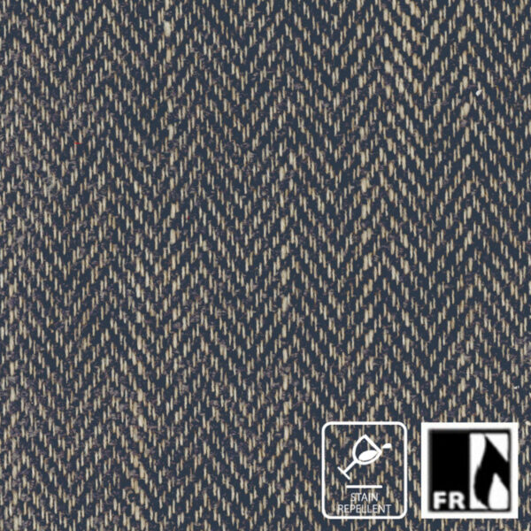 Moore Fabric - French Navy by blue striped jacquard fabric from Wemyss