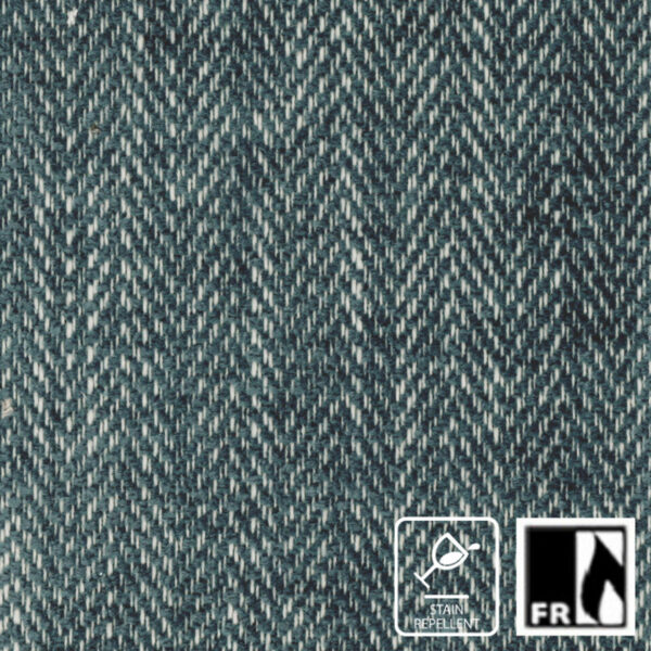 Moore Fabric - Peacock by blue striped jacquard fabric from Wemyss