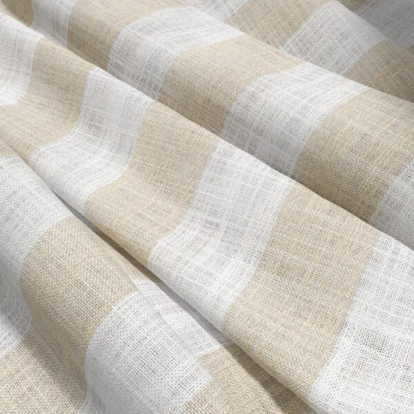Etta Fabric - Bamboo by neutral striped voile-sheer fabric from Wemyss