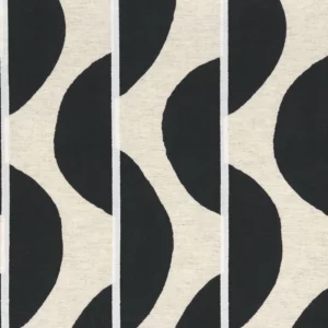 black-grey striped embroideried fabric from Camengo