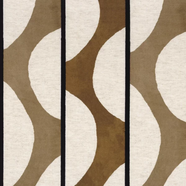 Viaggio Fabric - Moka by brown striped embroideried fabric from Camengo