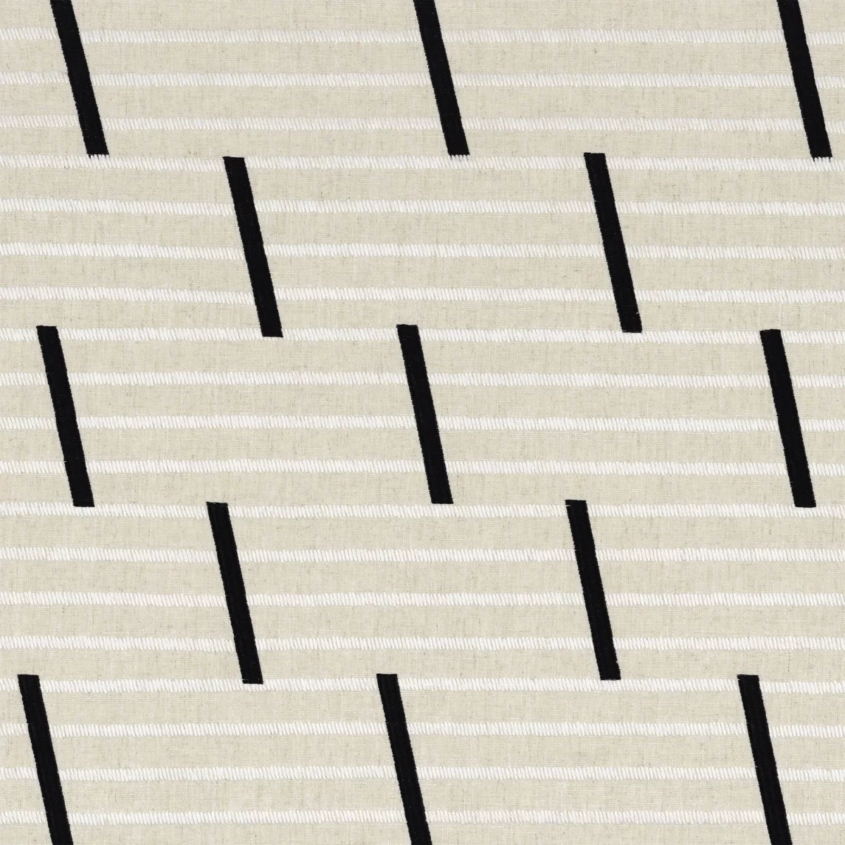 black-grey striped embroideried fabric from Camengo