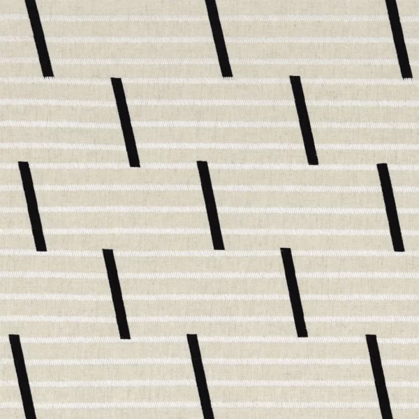 black-grey striped embroideried fabric from Camengo
