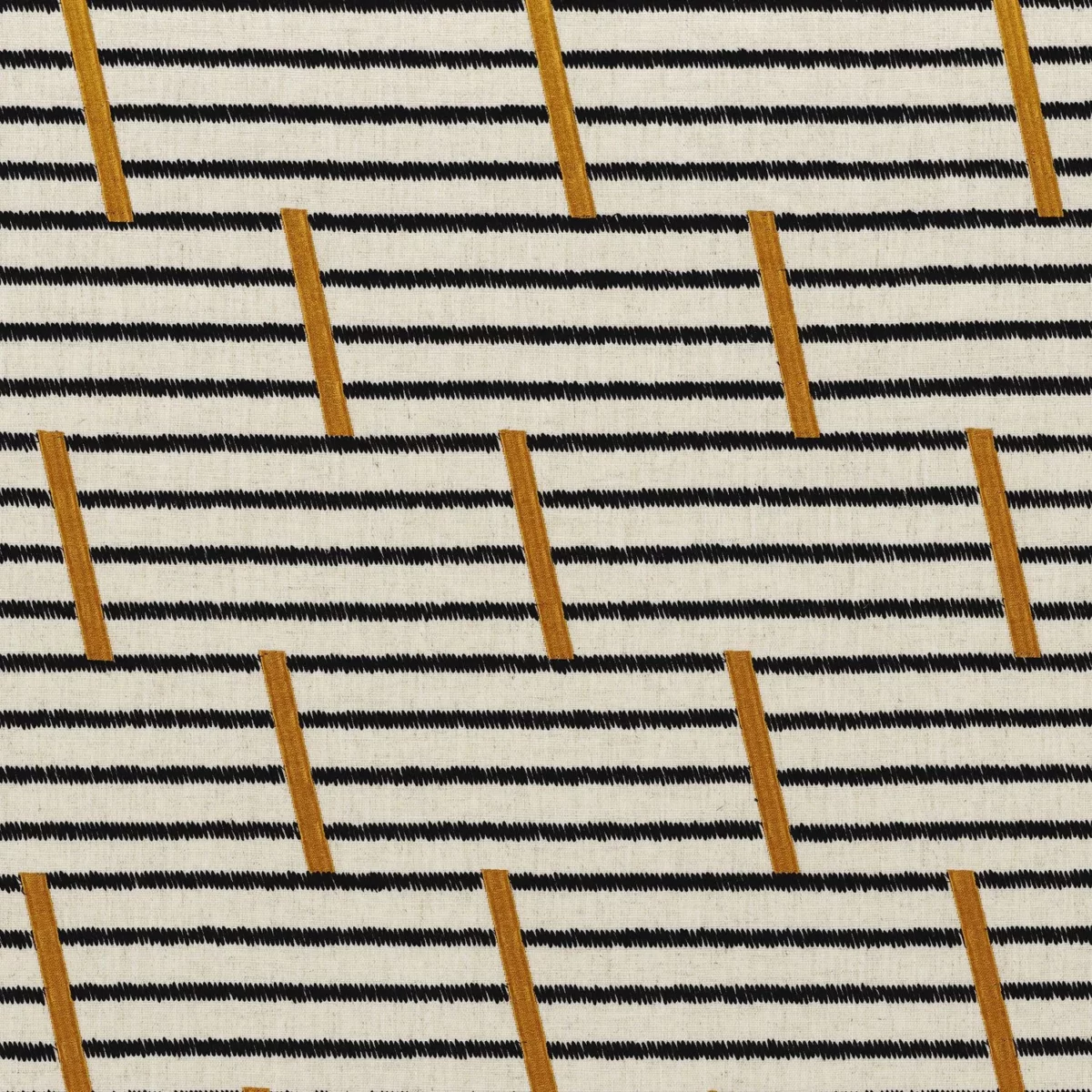 yellow striped embroideried fabric from Camengo