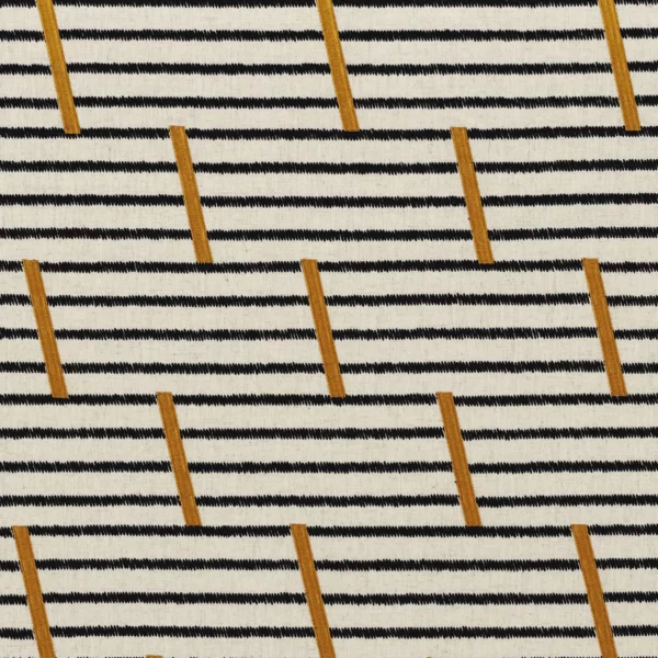 Storia Fabric - Ocre by yellow striped embroideried fabric from Camengo