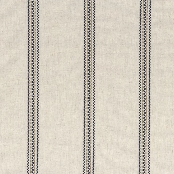 Scoperta Fabric - Carbone by black-grey striped embroideried fabric from Camengo