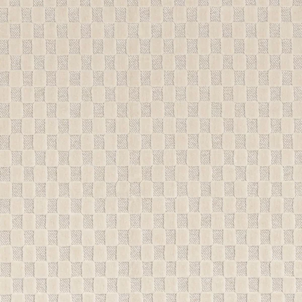 Scacchiera Fabric - Milk by neutral checked velvet-chenille fabric from Camengo