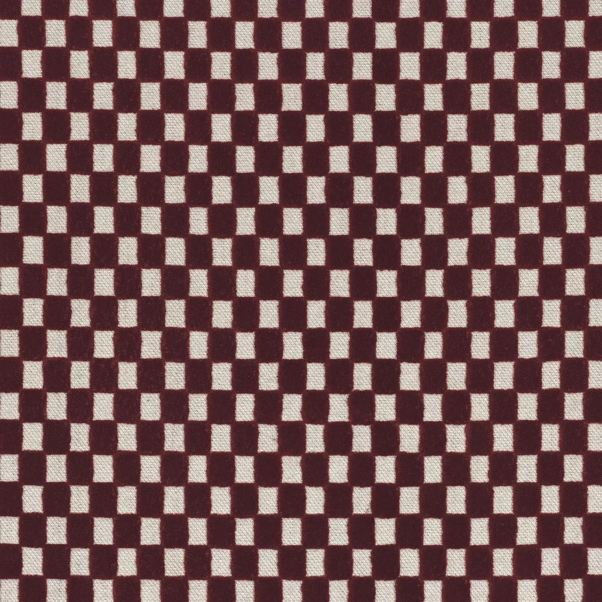 Scacchiera Fabric - Terre de sienne by red checked velvet-chenille fabric from Camengo