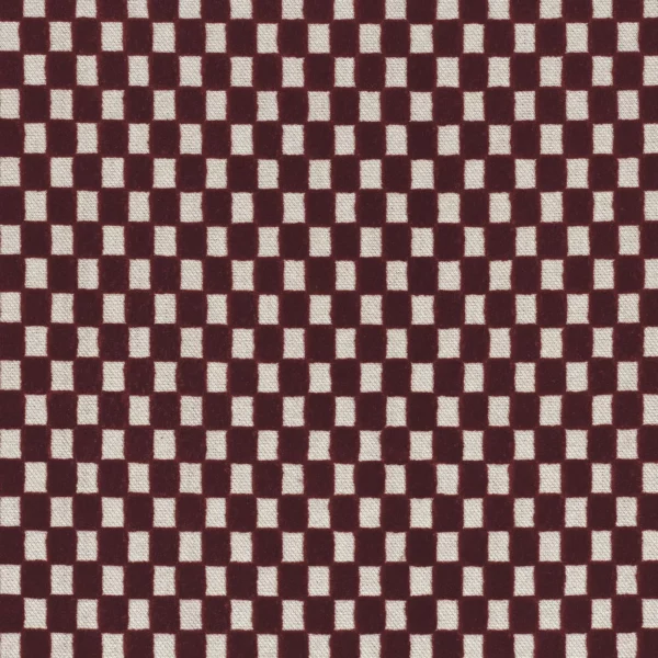 Scacchiera Fabric - Terre de sienne by red checked velvet-chenille fabric from Camengo