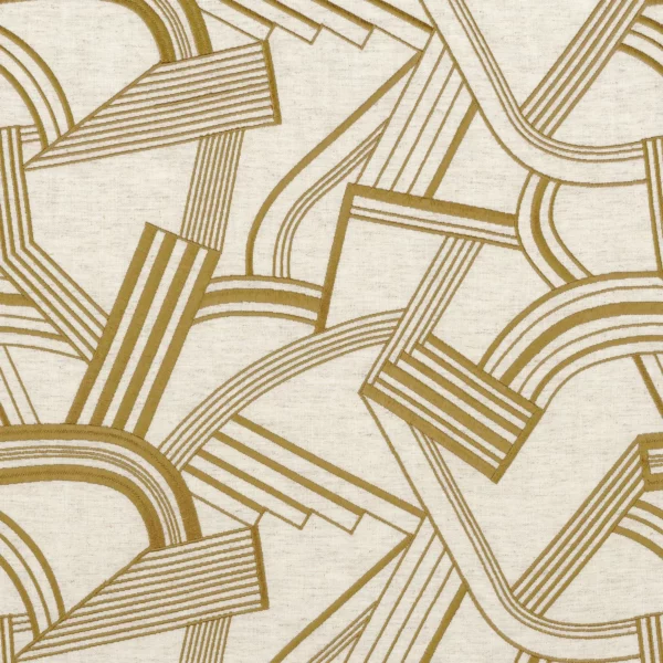 Annees Folles Fabric - Ocre by yellow misc embroideried fabric from Camengo