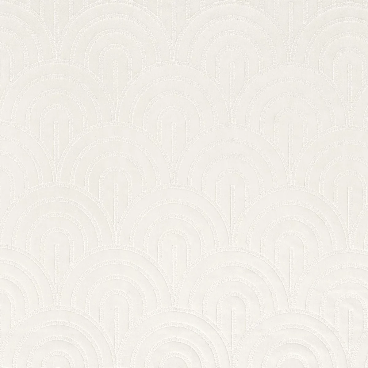 Roxane Fabric - Neige by white retro embroideried fabric from Camengo