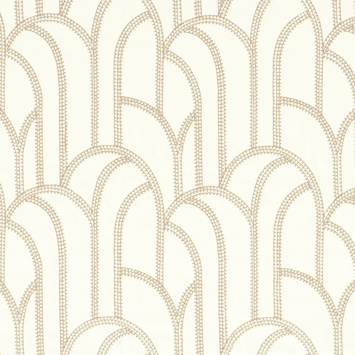 Grand Rex Fabric - Milk by neutral retro embroideried fabric from Camengo