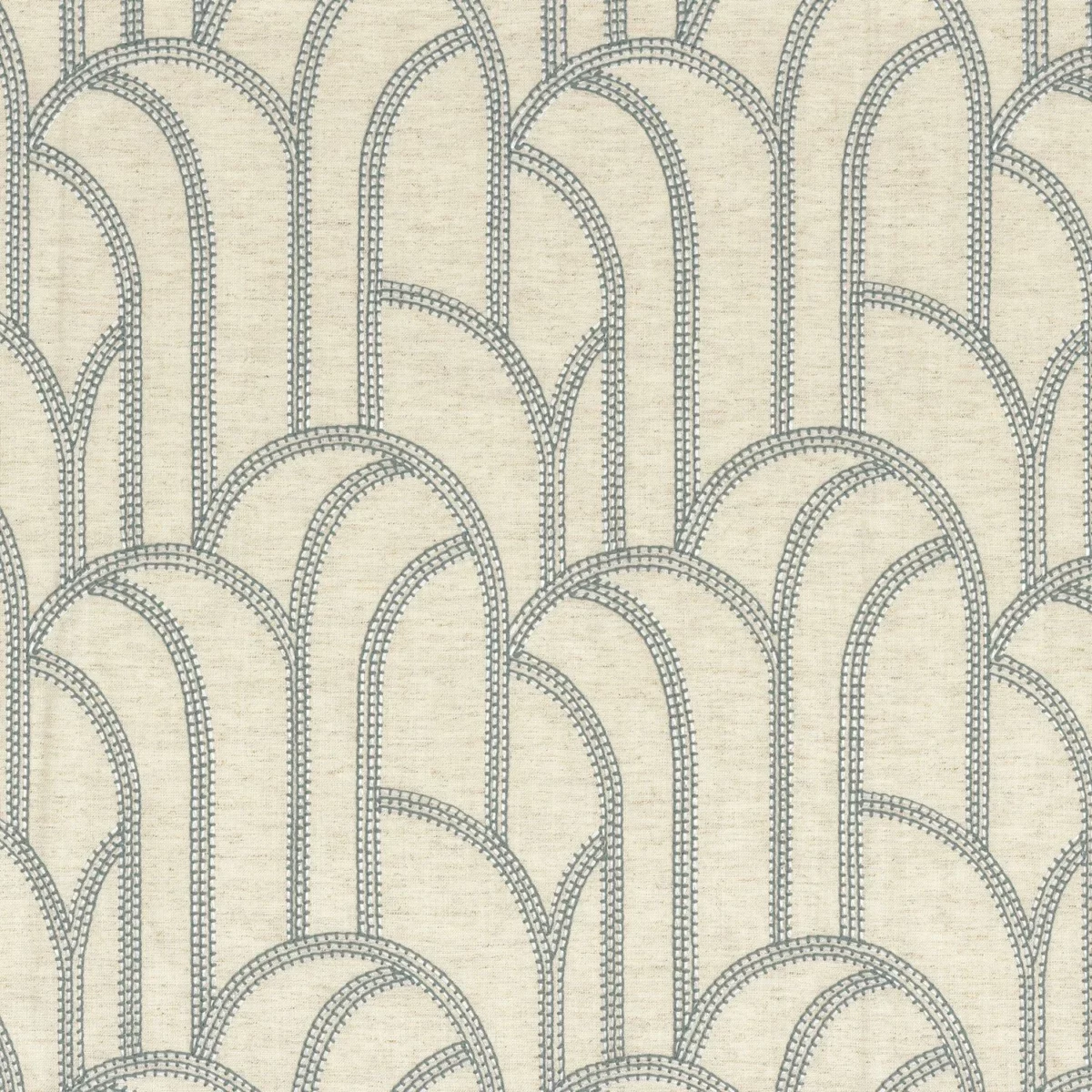 Grand Rex Fabric - Brume by blue retro embroideried fabric from Camengo