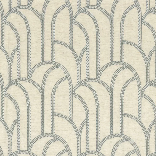 Grand Rex Fabric - Brume by blue retro embroideried fabric from Camengo