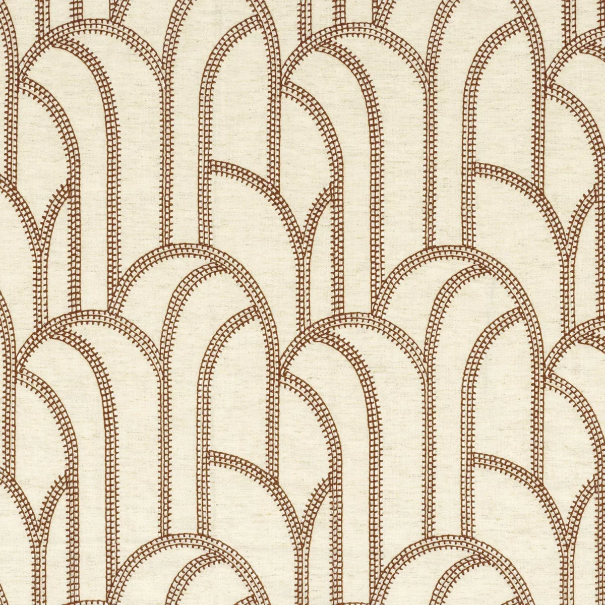 orange retro embroideried fabric from Camengo