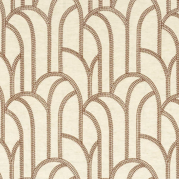 Grand Rex Fabric - Terre De Sienne by orange retro embroideried fabric from Camengo