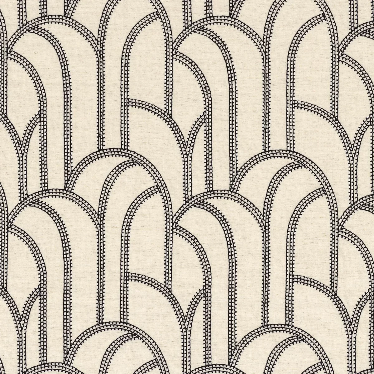 Grand Rex Fabric - Black & White by black-grey retro embroideried fabric from Camengo