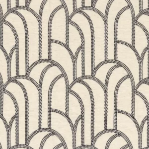 black-grey retro embroideried fabric from Camengo