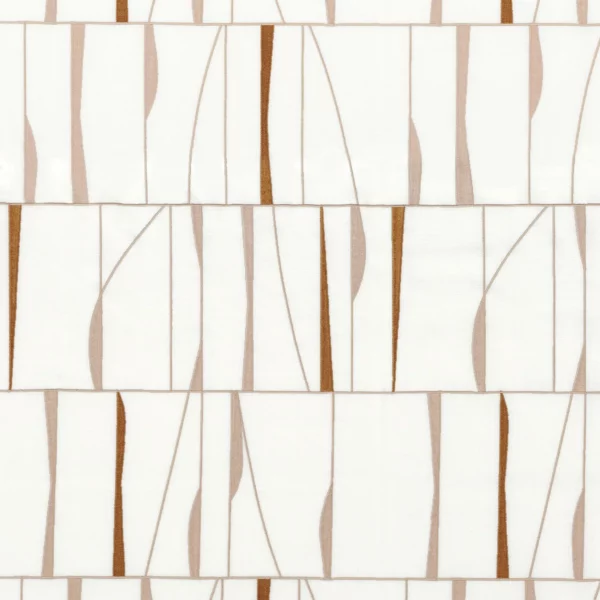 Souffle De Vitrail Fabric - Nude by brown striped embroideried fabric from Camengo