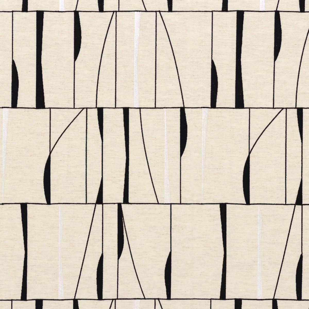 Souffle De Vitrail Fabric - Black & White by black-grey striped embroideried fabric from Camengo