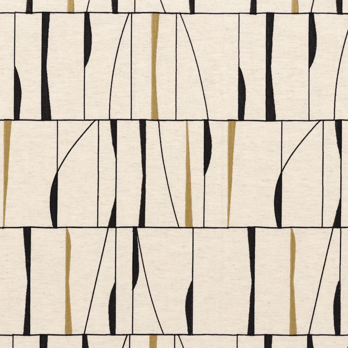 Souffle De Vitrail Fabric - Ocre by yellow striped embroideried fabric from Camengo