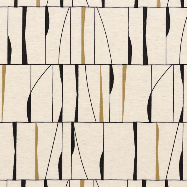 Souffle De Vitrail Fabric - Ocre by yellow striped embroideried fabric from Camengo