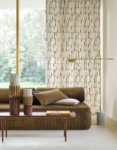 Souffle De Vitrail Fabric - Ocre by Souffle De Vitrail Fabric - Ocre from