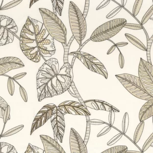 neutral botanical embroideried fabric from Camengo