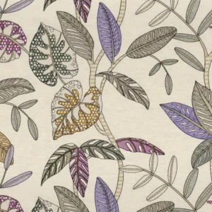green botanical embroideried fabric from Camengo