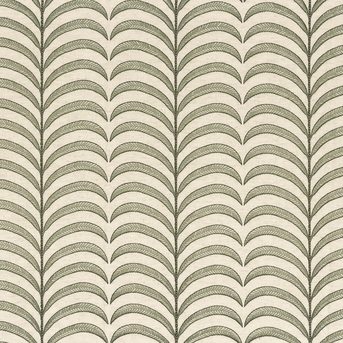 Plumeria Fabric - Foret by green botanical embroideried fabric from Camengo