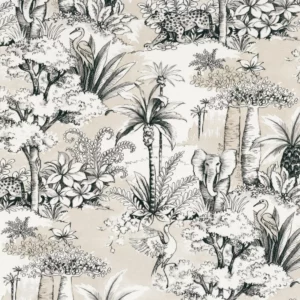 white animal linen fabric from Camengo