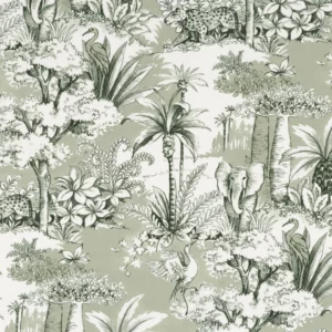 green animal linen fabric from Camengo