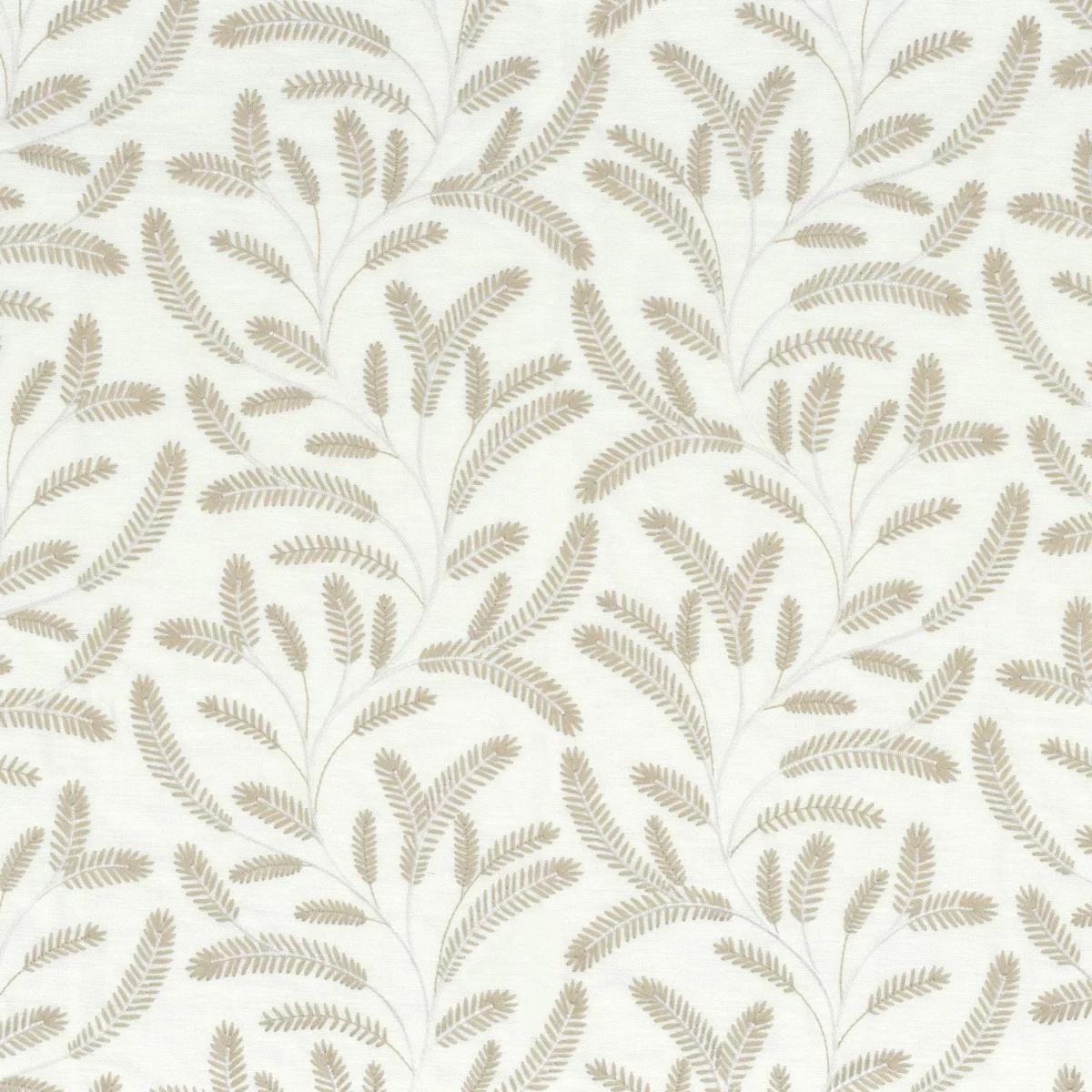 Borboletta Fabric - Lin by neutral botanical embroideried fabric from Camengo