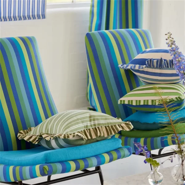Cork Street Stripe Fabric - Cobalt by Cork Street Stripe Fabric - Cobalt from