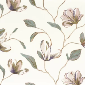 green botanical embroideried fabric from Camengo