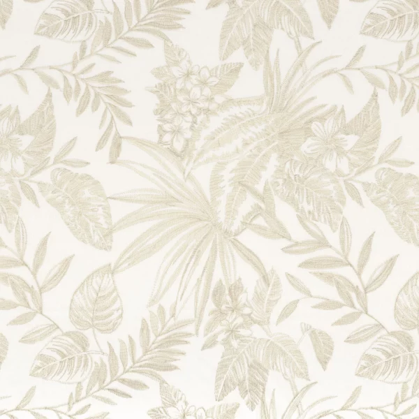 Azelie Fabric - Nacre by neutral botanical embroideried fabric from Camengo