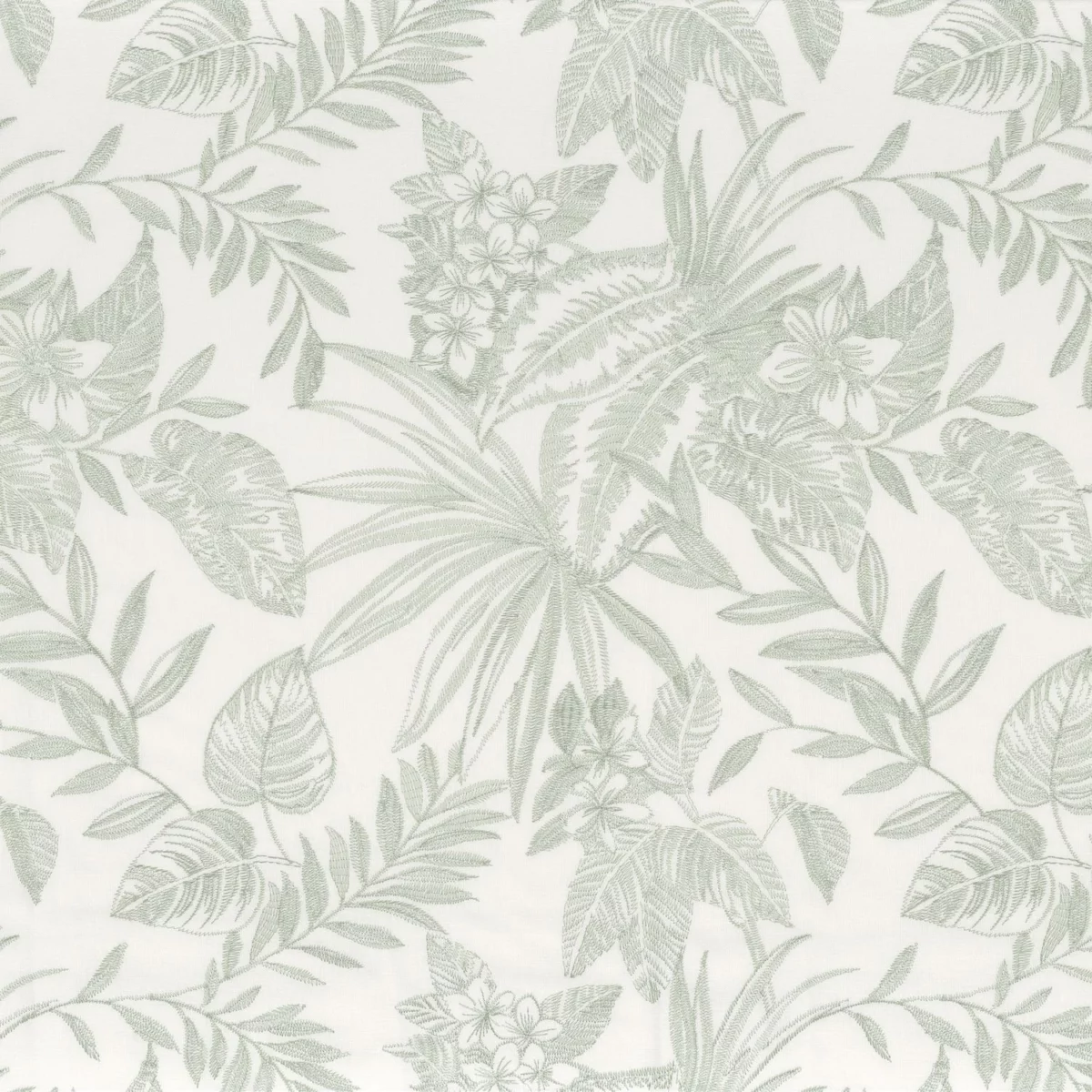 Azelie Fabric - Azur by blue botanical embroideried fabric from Camengo