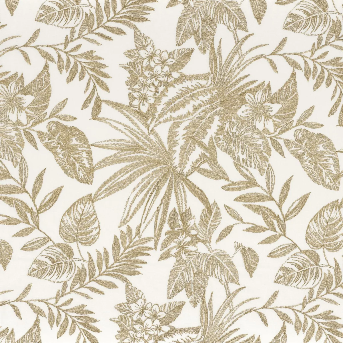 Azelie Fabric - Bronze by brown botanical embroideried fabric from Camengo