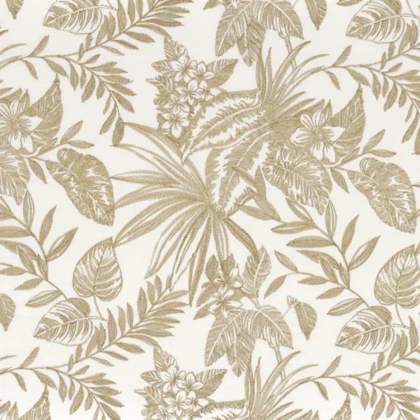 Azelie Fabric - Bronze by brown botanical embroideried fabric from Camengo