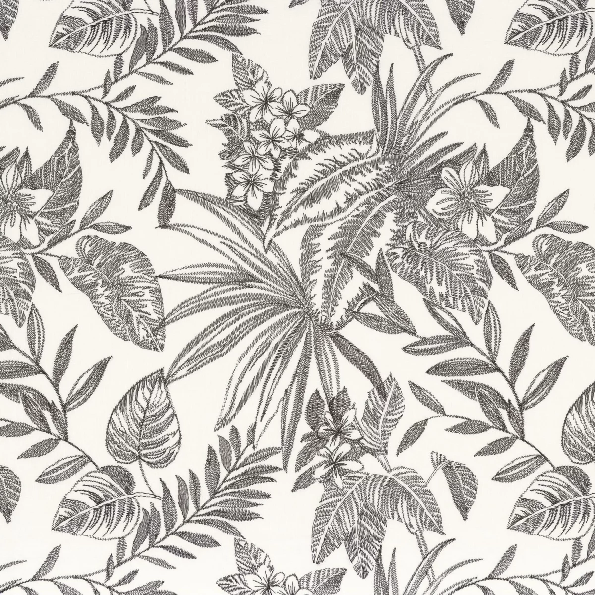 white botanical embroideried fabric from Camengo