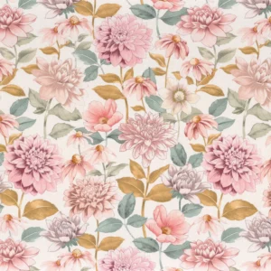 pink botanical linen fabric from Camengo