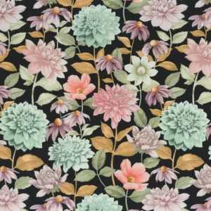 multicolour botanical linen fabric from Camengo