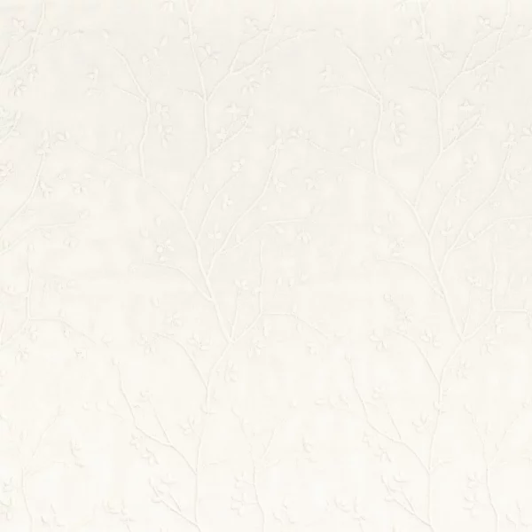 Mathurin Fabric - Neige by white botanical embroideried fabric from Camengo