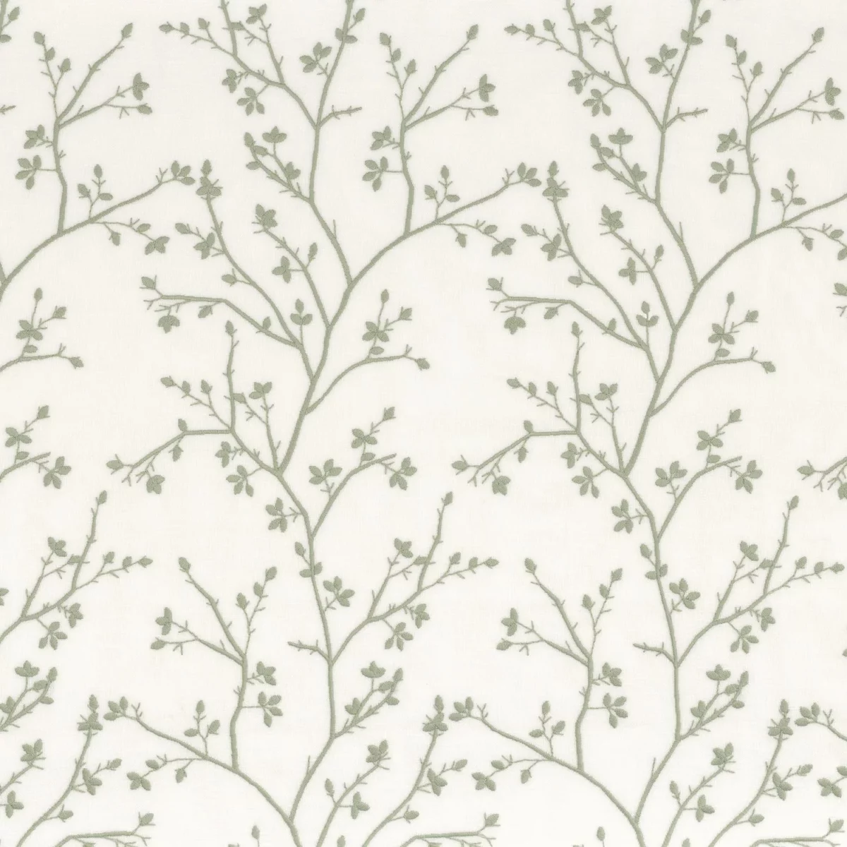 Mathurin Fabric - Celadon by green botanical embroideried fabric from Camengo
