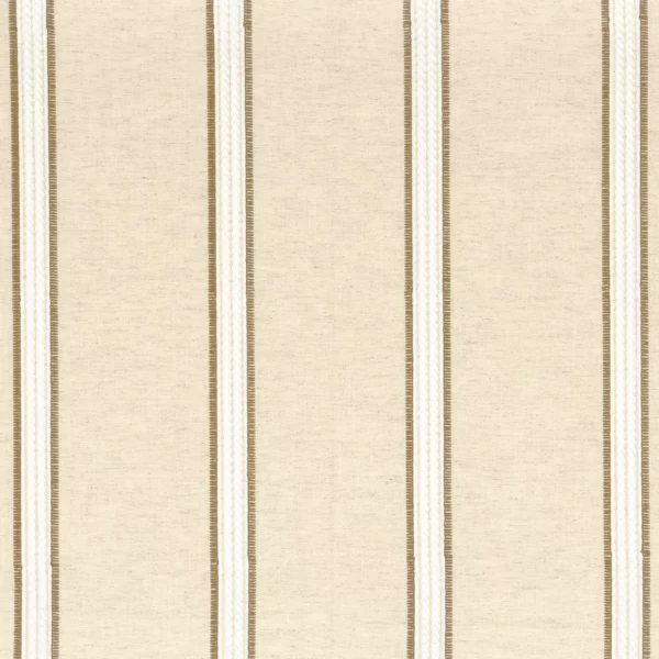 Olivia Fabric - Lin by neutral striped embroideried fabric from Camengo