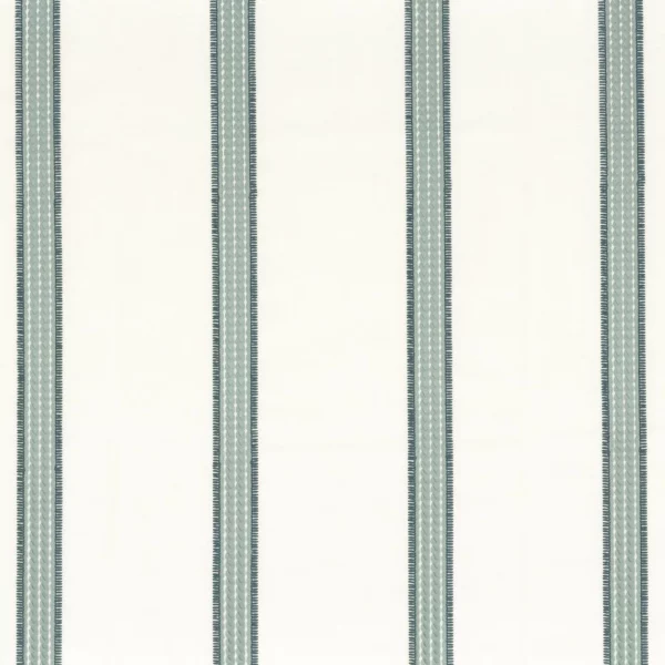 Olivia Fabric - Azur by blue striped embroideried fabric from Camengo