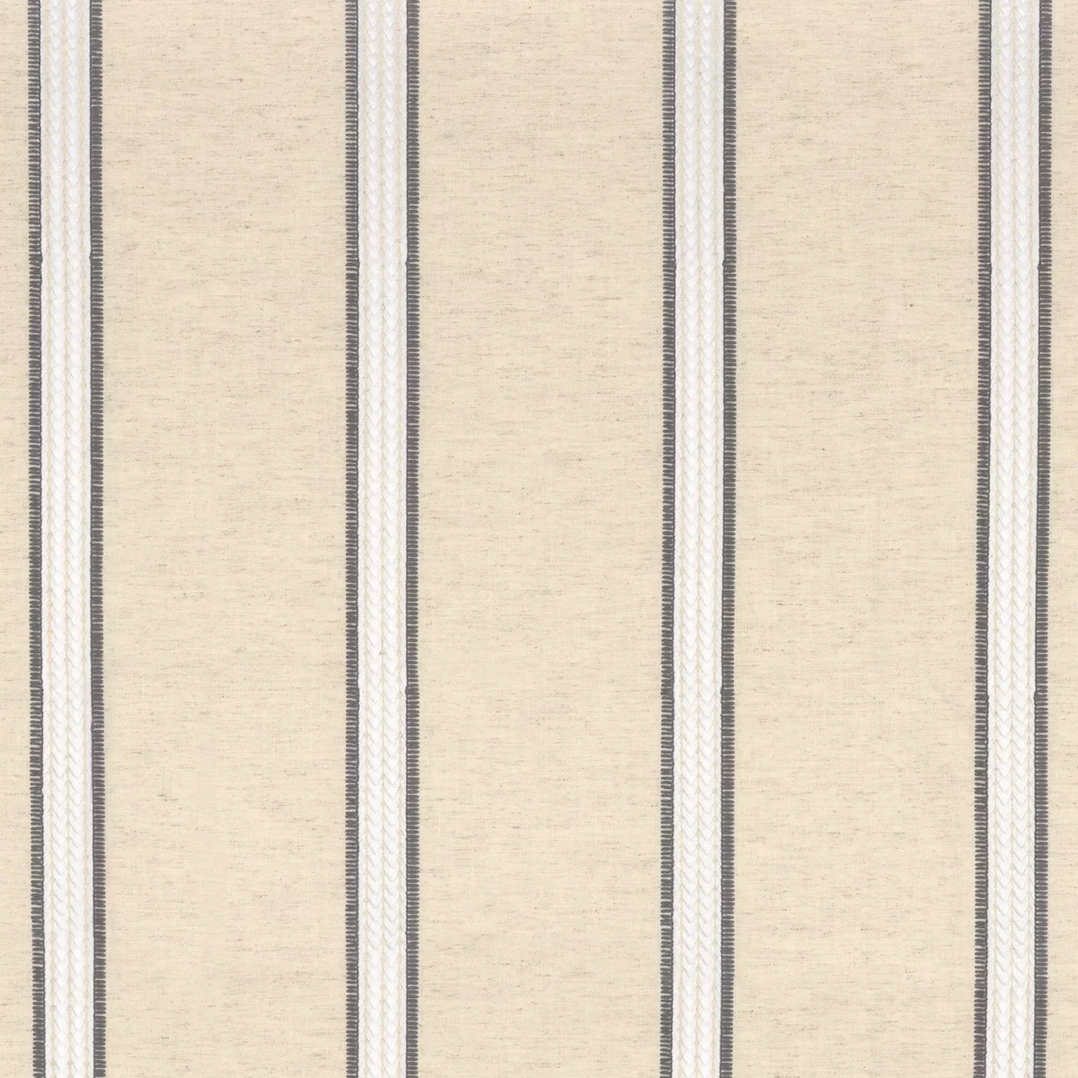 Olivia Fabric - Reglisse by neutral striped embroideried fabric from Camengo