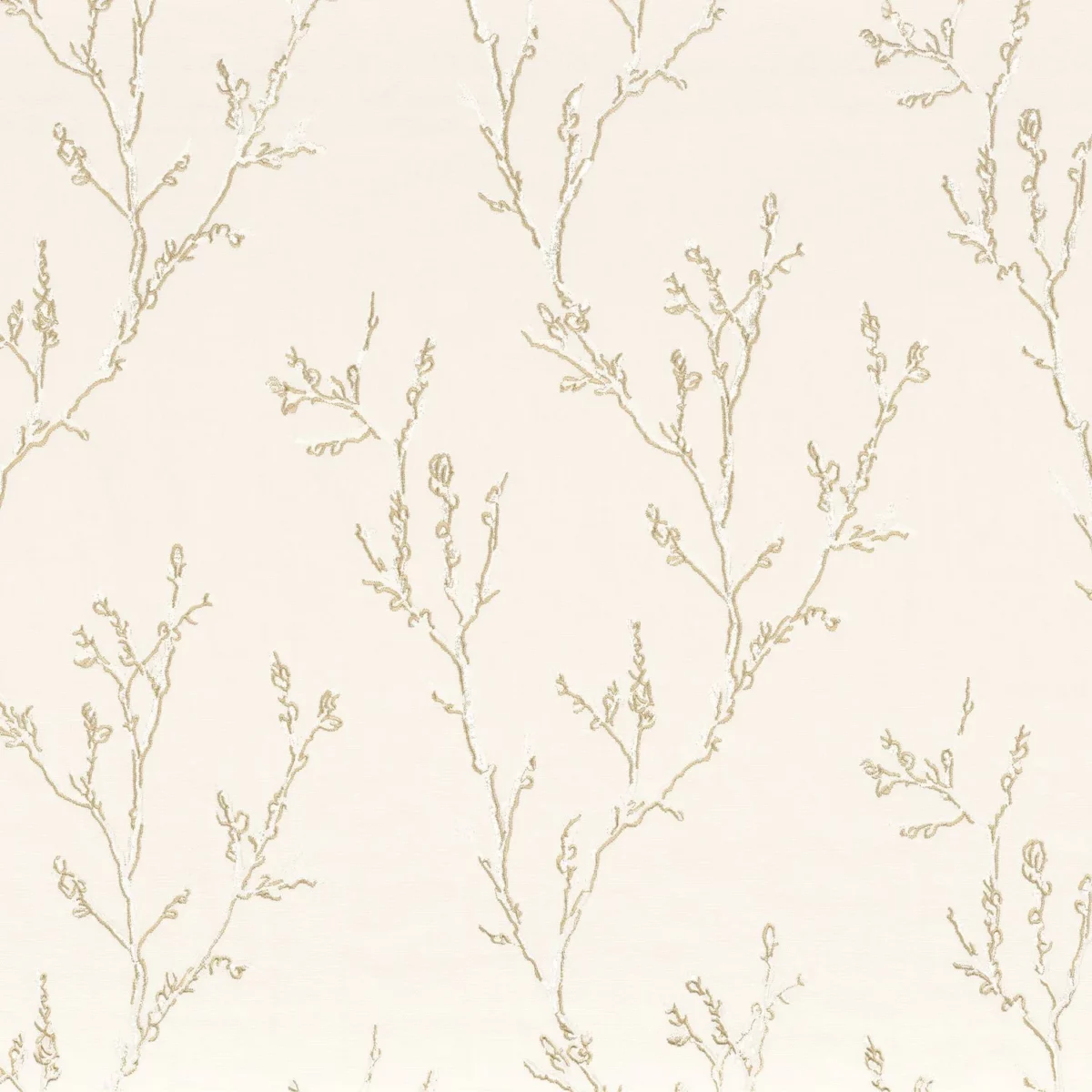 Ilona Fabric - Nacre by neutral botanical embroideried fabric from Camengo
